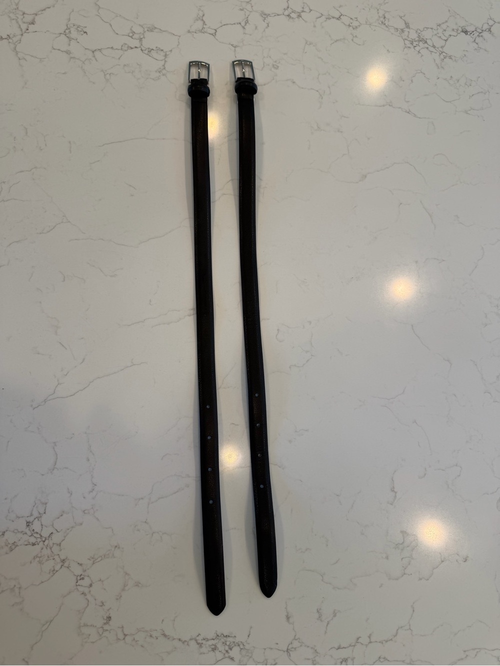 Boys Black Belts with Silver Buckles - 2 Pairs